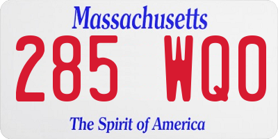 MA license plate 285WQ0