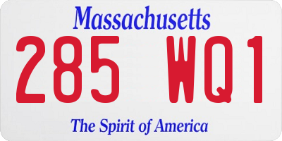 MA license plate 285WQ1
