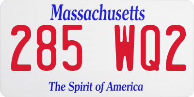MA license plate 285WQ2