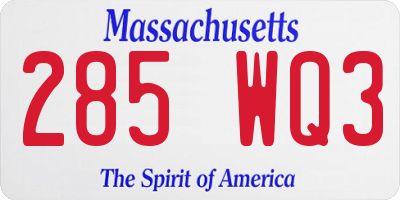 MA license plate 285WQ3