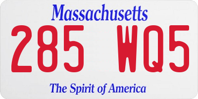 MA license plate 285WQ5