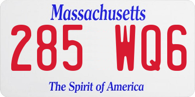 MA license plate 285WQ6