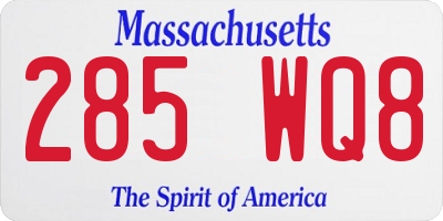 MA license plate 285WQ8