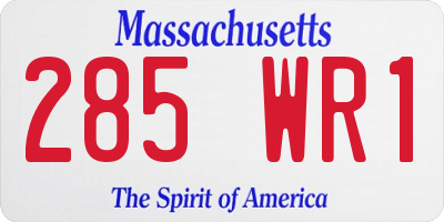 MA license plate 285WR1