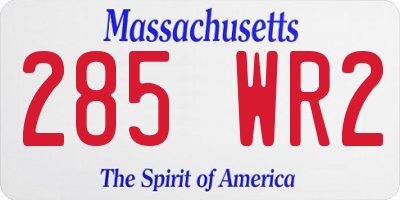 MA license plate 285WR2