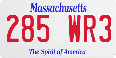 MA license plate 285WR3