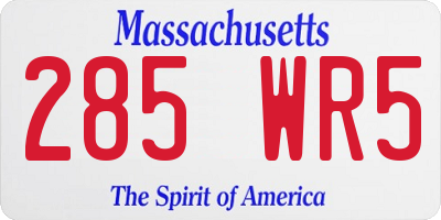 MA license plate 285WR5
