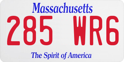 MA license plate 285WR6