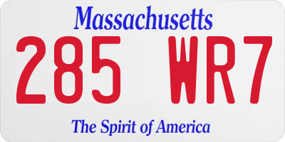 MA license plate 285WR7