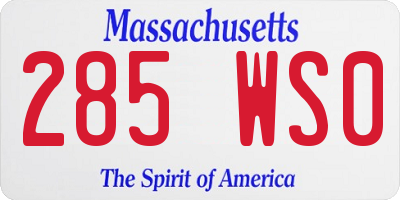 MA license plate 285WS0