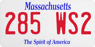 MA license plate 285WS2