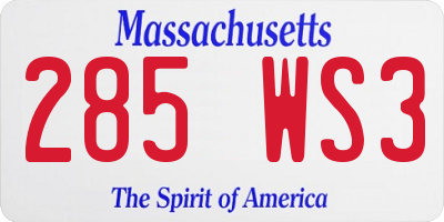 MA license plate 285WS3