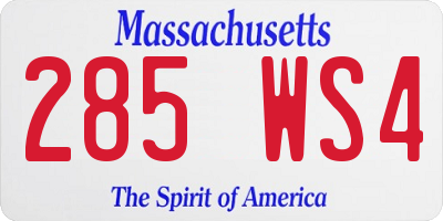 MA license plate 285WS4