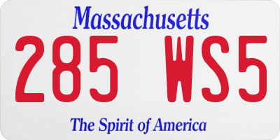 MA license plate 285WS5