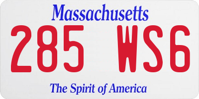 MA license plate 285WS6