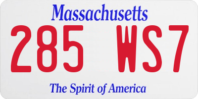 MA license plate 285WS7