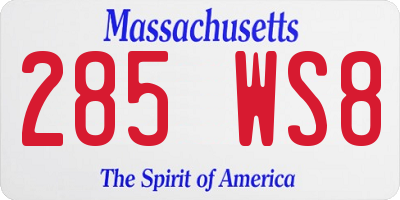 MA license plate 285WS8