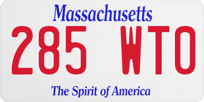 MA license plate 285WT0