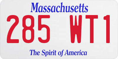 MA license plate 285WT1