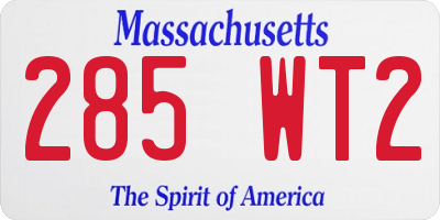 MA license plate 285WT2