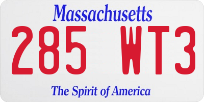 MA license plate 285WT3