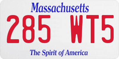 MA license plate 285WT5