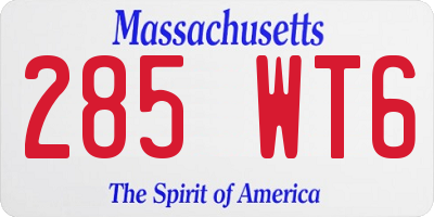 MA license plate 285WT6
