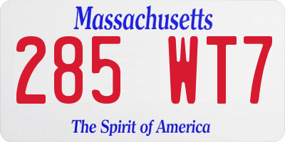 MA license plate 285WT7