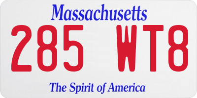 MA license plate 285WT8