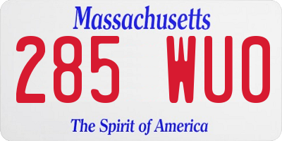 MA license plate 285WU0