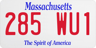 MA license plate 285WU1