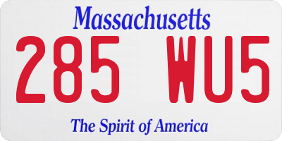 MA license plate 285WU5