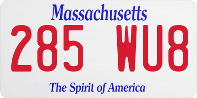 MA license plate 285WU8