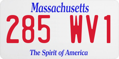 MA license plate 285WV1