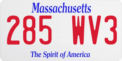 MA license plate 285WV3