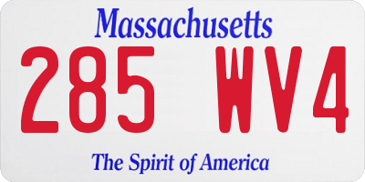 MA license plate 285WV4