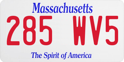 MA license plate 285WV5
