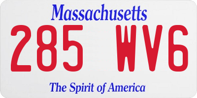 MA license plate 285WV6