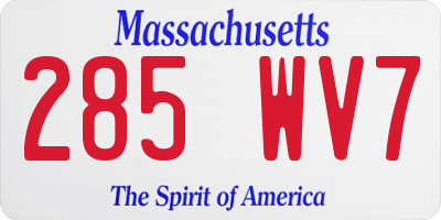 MA license plate 285WV7