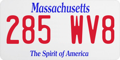 MA license plate 285WV8