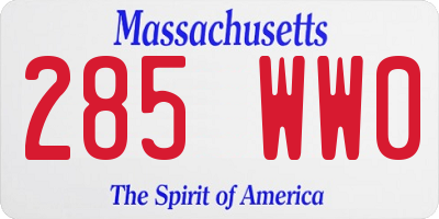 MA license plate 285WW0