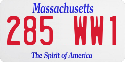 MA license plate 285WW1