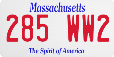 MA license plate 285WW2