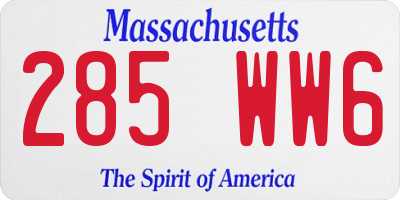 MA license plate 285WW6