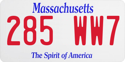 MA license plate 285WW7