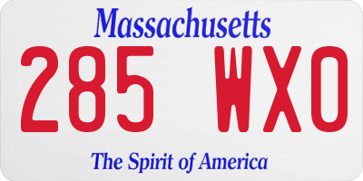 MA license plate 285WX0