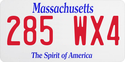 MA license plate 285WX4