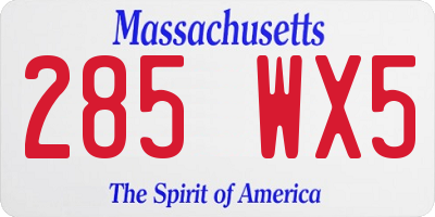 MA license plate 285WX5