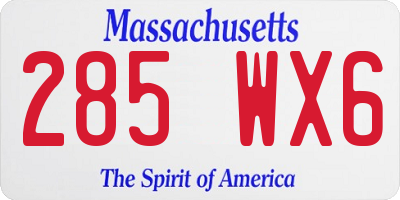 MA license plate 285WX6