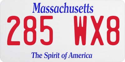 MA license plate 285WX8